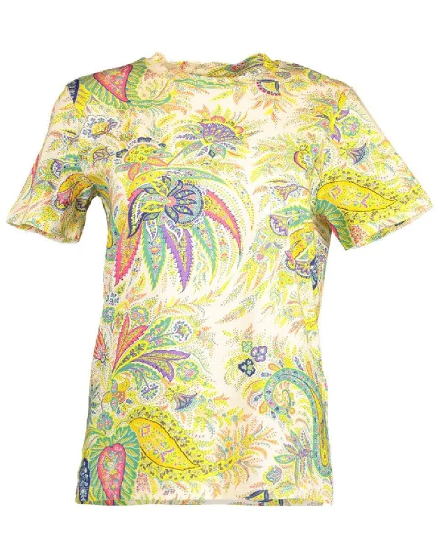 Short Sleeve Paisley Print Fitted T-Shirt