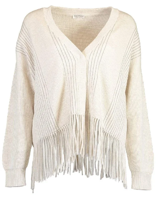 English Rib and Monili Fringe Cardigan