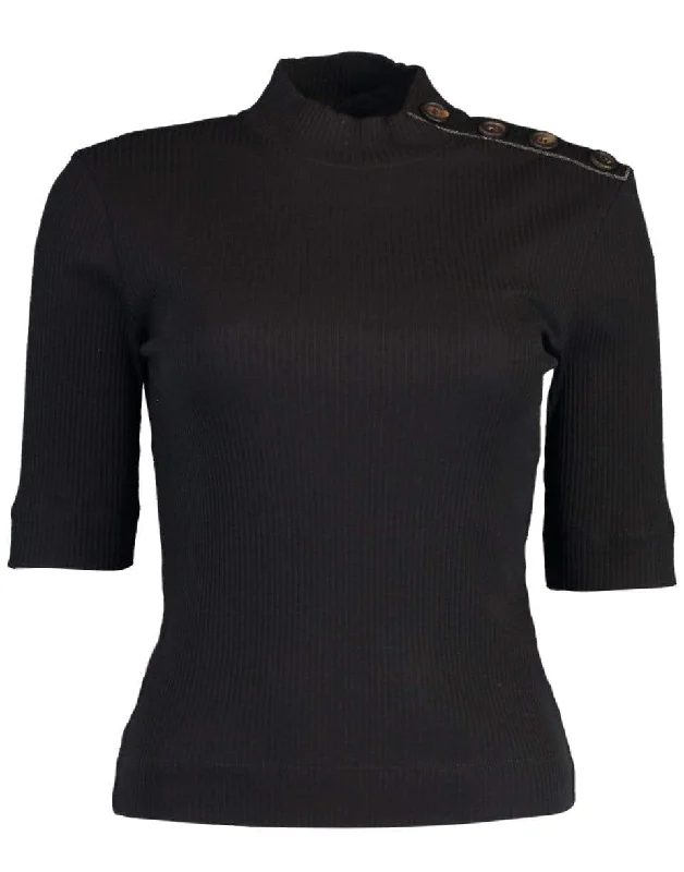 Ribbed Mockneck Cotton Top