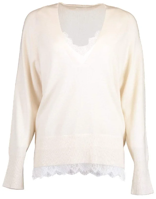 Ivory Lace Vee Looker Pullover