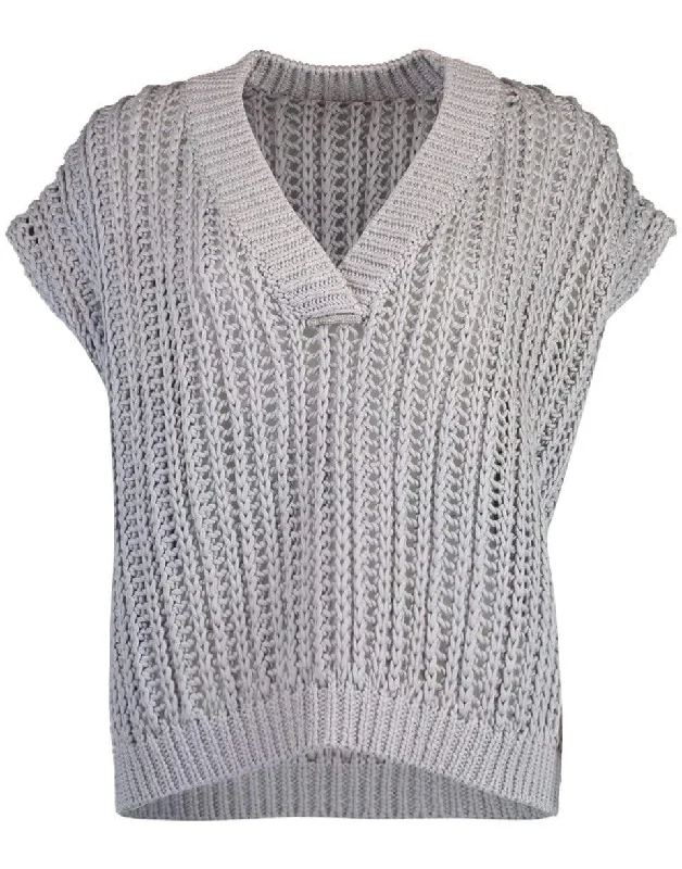 Open Weave V-Neck Sweater