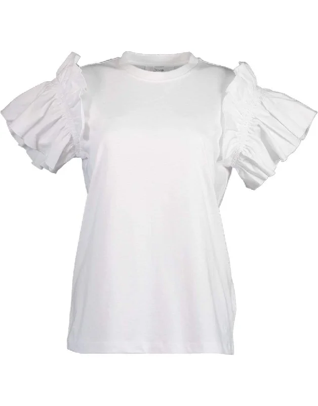 White Ruffle Sleeve T-Shirt