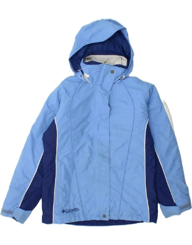 COLUMBIA Womens Hooded Windbreaker Jacket UK 10 Small Blue Colourblock