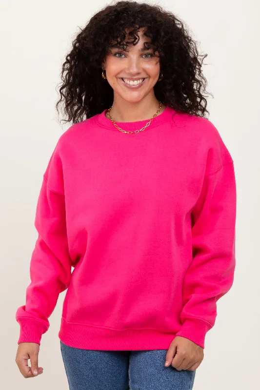 Fuchsia Basic Fleece Crewneck Sweatshirt