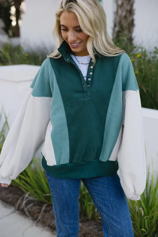 Piper Snap Sweatshirt - Green/Multi