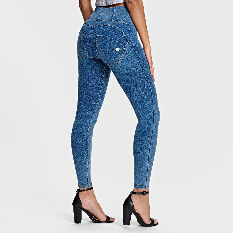 WR.UP® Denim - High Waist - 7/8 Length - Light Blue + Yellow Stitching