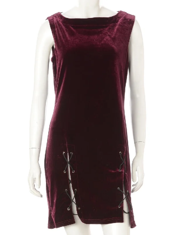 Label Lace Up Velvet Mini Dress