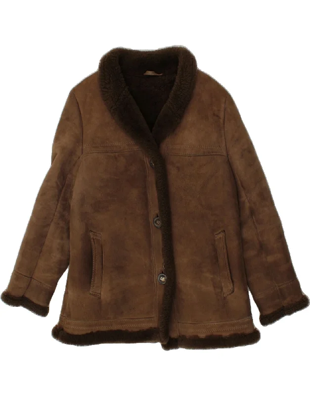 WALLACE SACKS Womens Shearling Jacket UK 16 Large  Brown Sheepskin