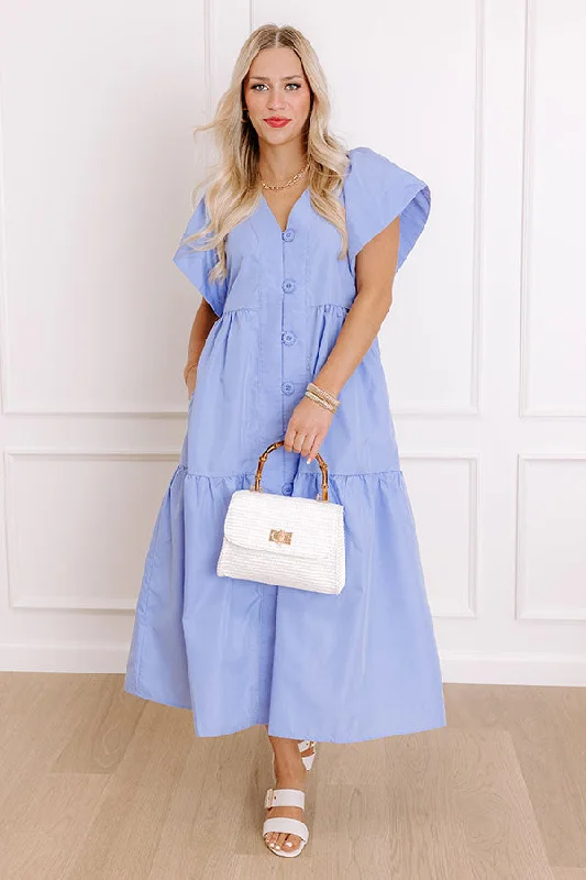 Subtle Charm Button Down Midi Dress in Light Periwinkle