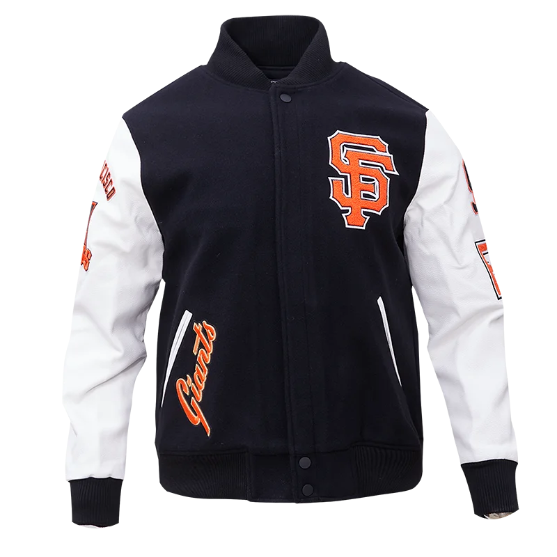 MLB SAN FRANCISCO GIANTS CLASSIC WOOL MEN'S VARSITY JACKET (BLACK/WHITE)