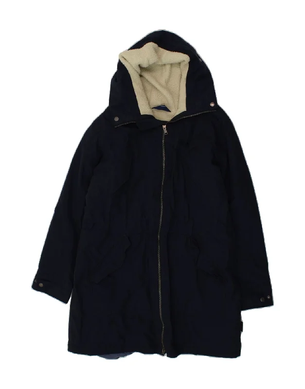 JACK WOLFSKIN Womens Hooded Parka Jacket UK 20 2XL Navy Blue Cotton