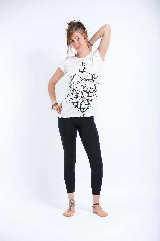 Womens Octopus Mandala T-Shirt in White