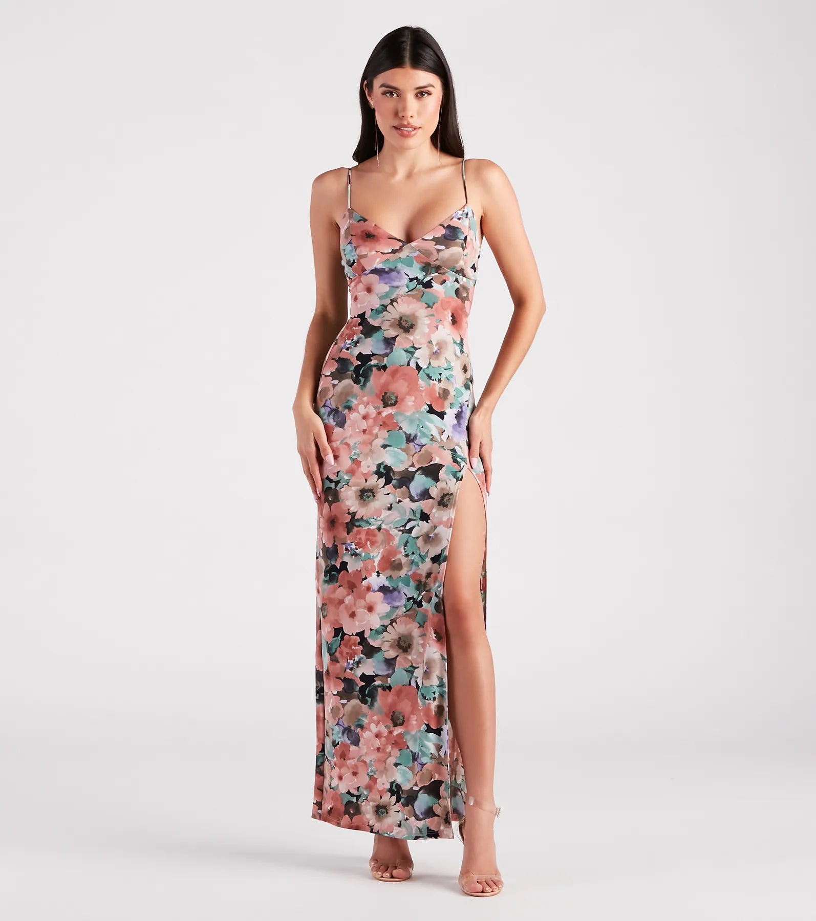 Paint Me In Floral V-Neck Maxi Dress