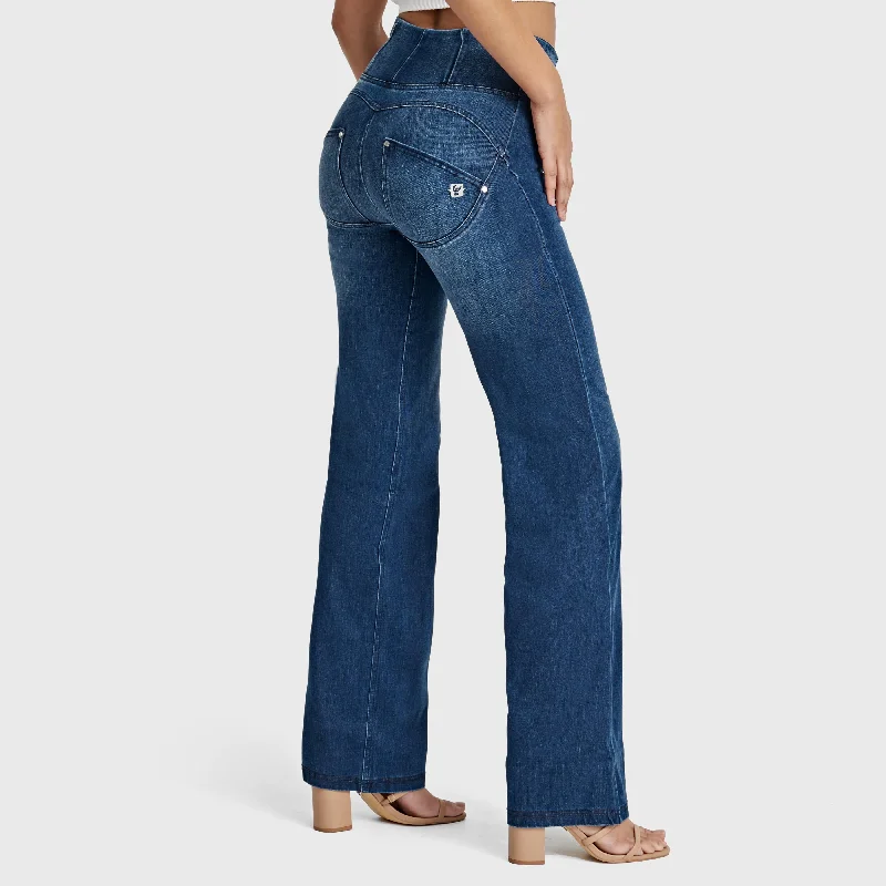 WR.UP® Snug Jeans - High Waisted - Flare - Dark Blue + Blue Stitching