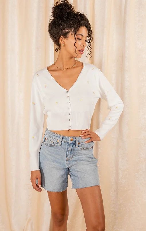 Felicity Cropped Cardigan White