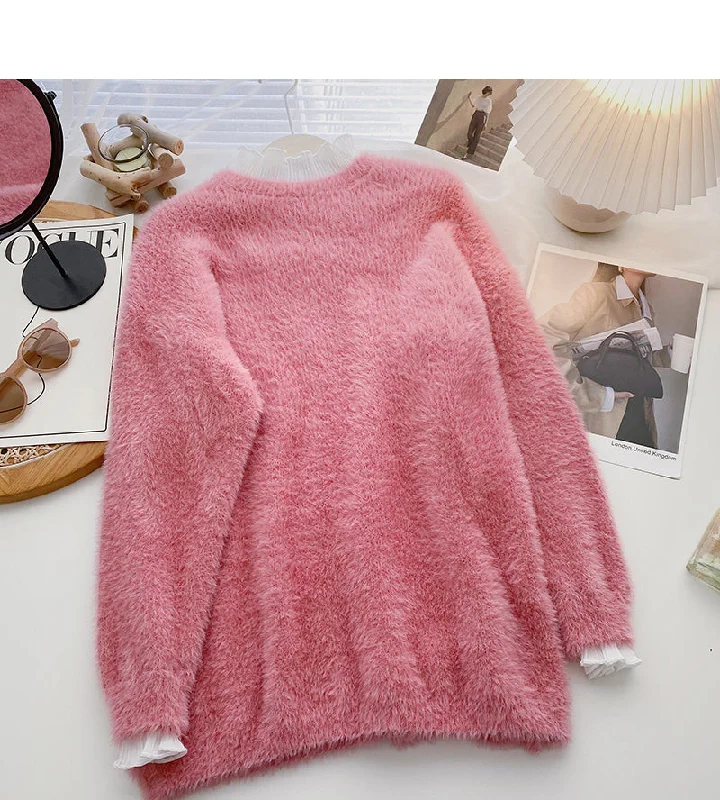 Imitation mink sweater design feeling lazy top  6167