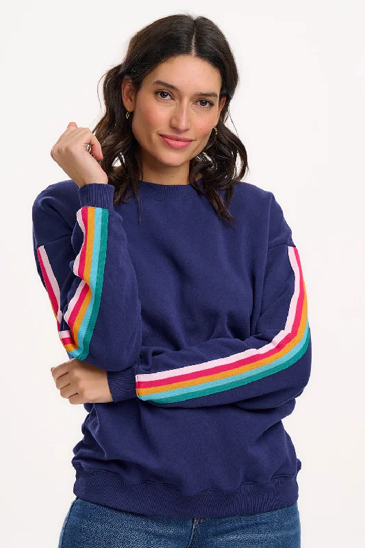 Noah Sweatshirt - Navy, Rainbow Trim