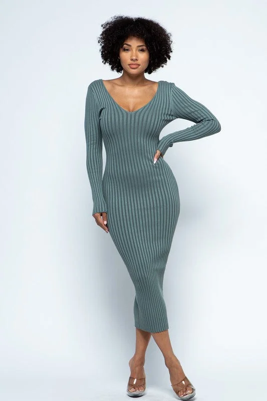 Off Shoulder Ribbed Bodycon Dress