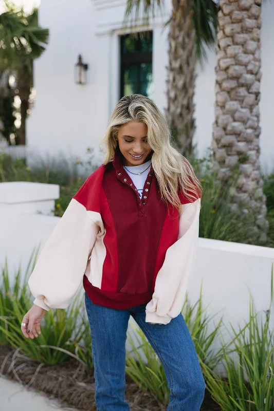 Piper Snap Sweatshirt - Red/Multi