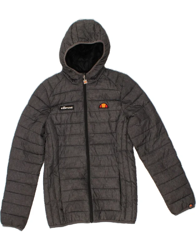 ELLESSE Womens Hooded Padded Jacket UK 10 Small Grey Nylon