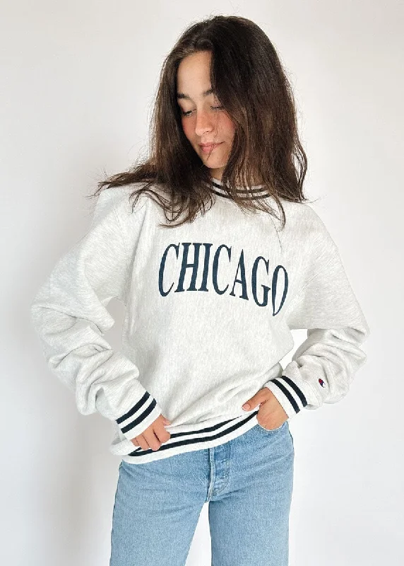 Chicago Champion Striped Rib Crewneck - Midnight Navy