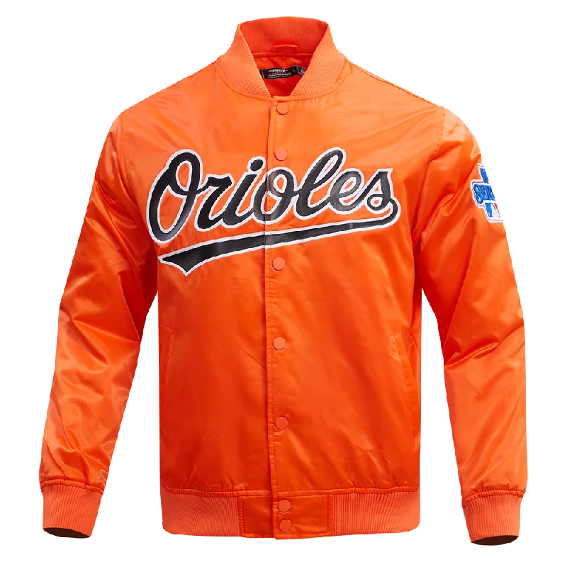 MLB BALTIMORE ORIOLES BIG LOGO WORLD SERIES MEN'S SATIN JACKET (ORANGE)