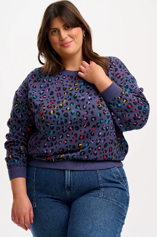 Noah Sweatshirt - Navy, Rainbow Leopard