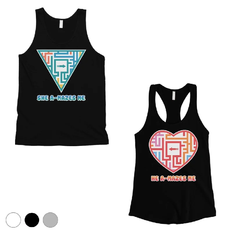 A-Mazes Me Matching Tank Tops For Couples Cute Valentine's Day Gift