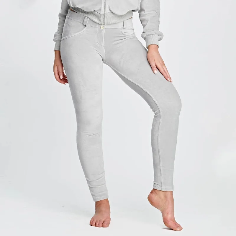 WR.UP® Velvet Set - Mid Waist - Full Length - Light Grey Hood Tracksuit Set