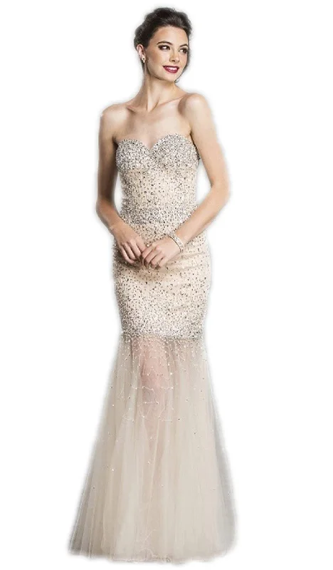 Aspeed Design - Strapless Beaded Trumpet Evening Gown