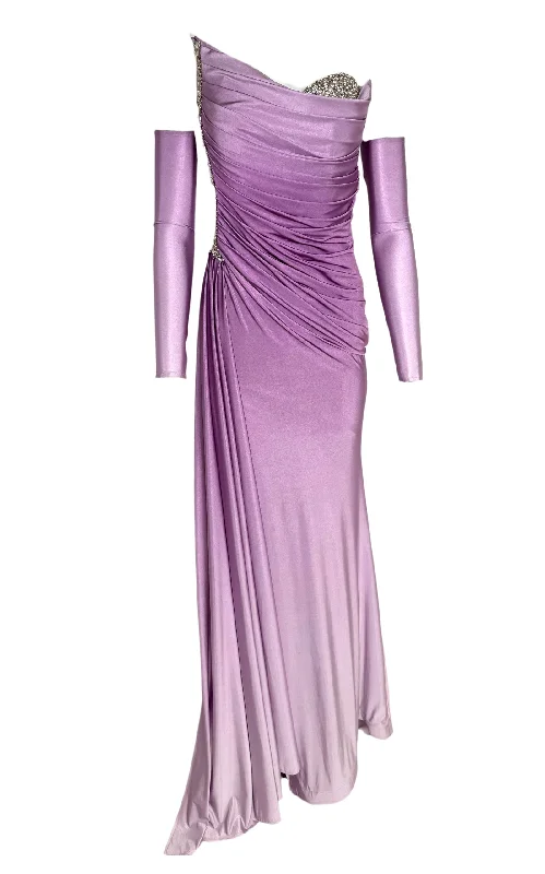 Rhinestone Embellished Purple Ombre Gown