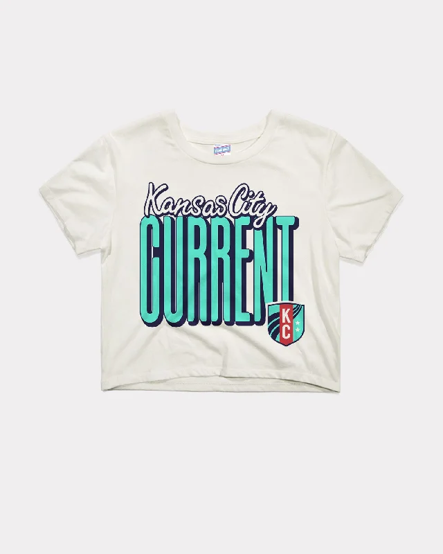 Women's KC Current Script White Crop T-Shirt