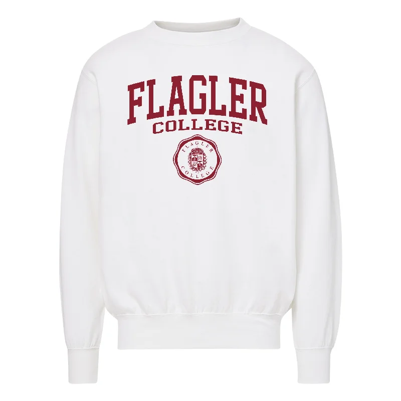 Flagler College Official Seal Crewneck in White