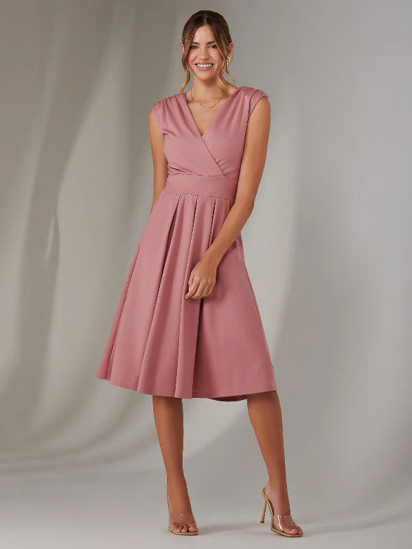 Plain Sleeveless Midi Dress, Dusty Pink