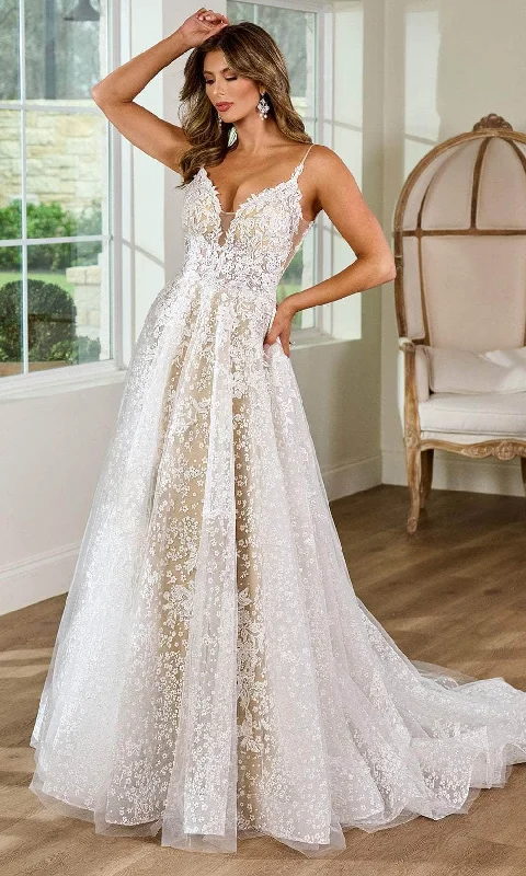 Rachel Allan RB3204 - Plunging Neckline Embroidered Bridal Gown