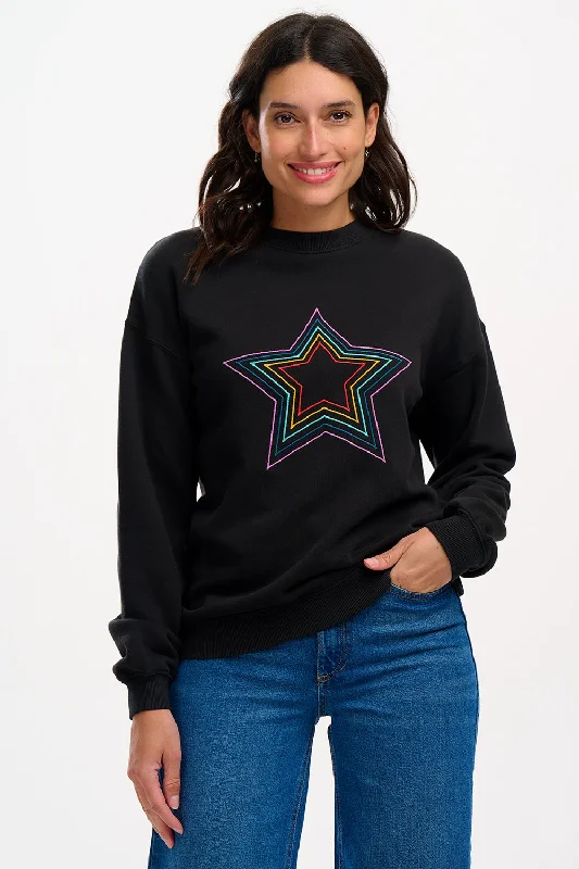 Noah Sweatshirt - Black, Rainbow Star