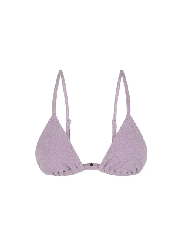 Towelling Tri Bikini Top - Lilac