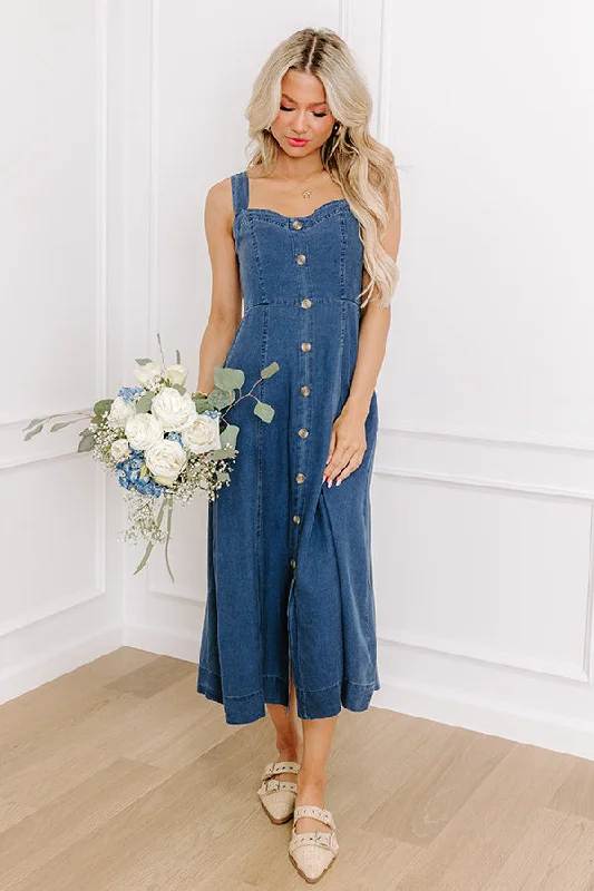 Caught Your Glance Chambray Midi Dress