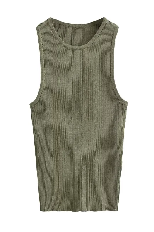 'Noelle' Sleeveless Knitted Ribbed Tank Top (2 Colors)