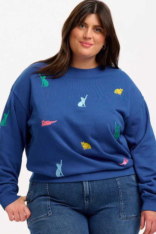 Noah Sweatshirt - Light Navy, Rainbow Cats