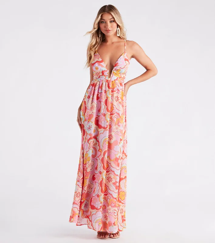 Electric Love Chiffon Floral Maxi Dress