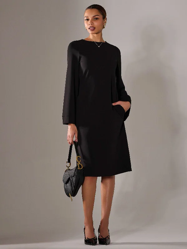 Midi A Line Dress, Black