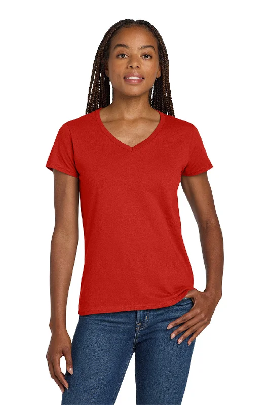 Gildan Womens Short Sleeve V-Neck T-Shirt - Red