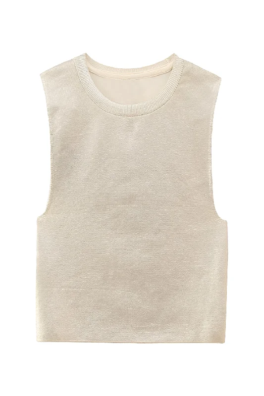 'Selah' Round Neck Sleeveless Knitted Top