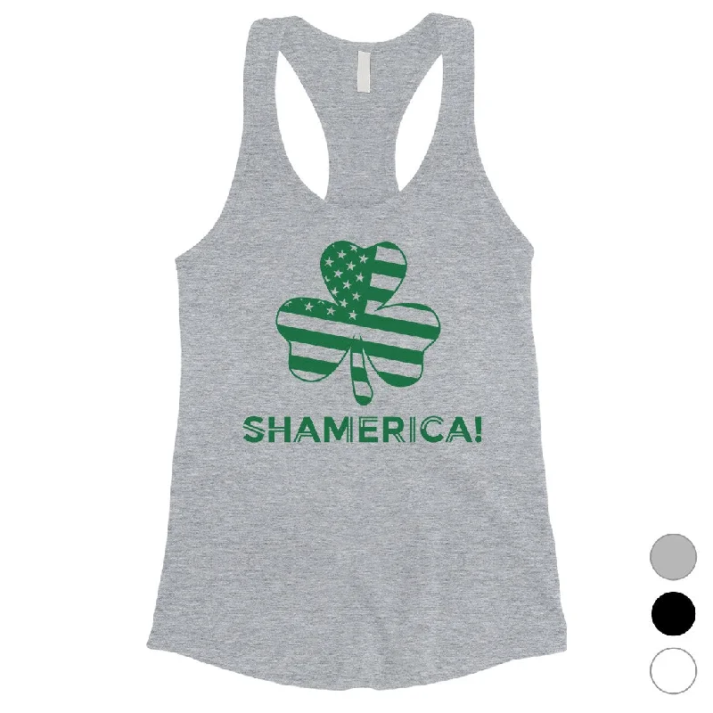 Shamerica Flag Womens Tank Top Cute St Paddy's Day Shirt