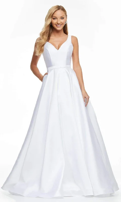 Ashley Lauren - 11094 V Neck Simple A-line Bridal Dress