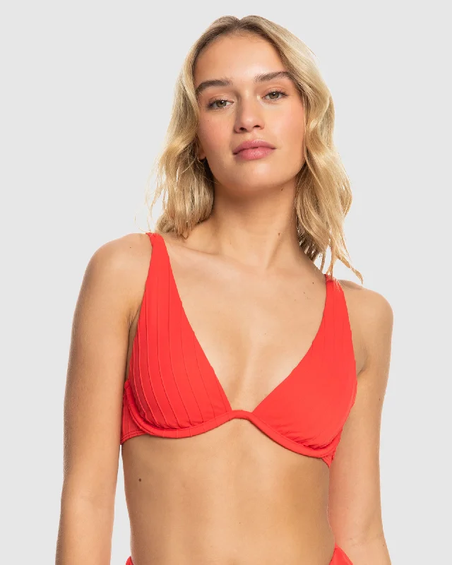 Womens Rib Roxy Love Offshore V-Neck Bikini Top