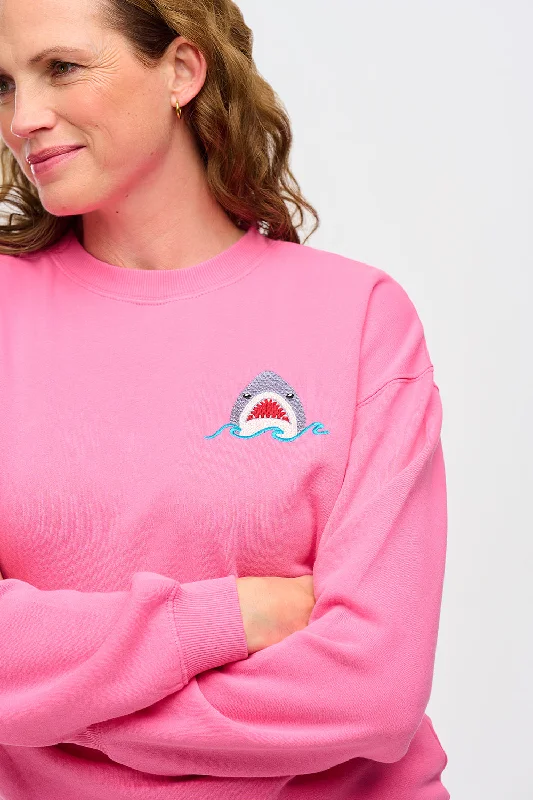 Noah Sweatshirt - Pink, Shark Embroidery