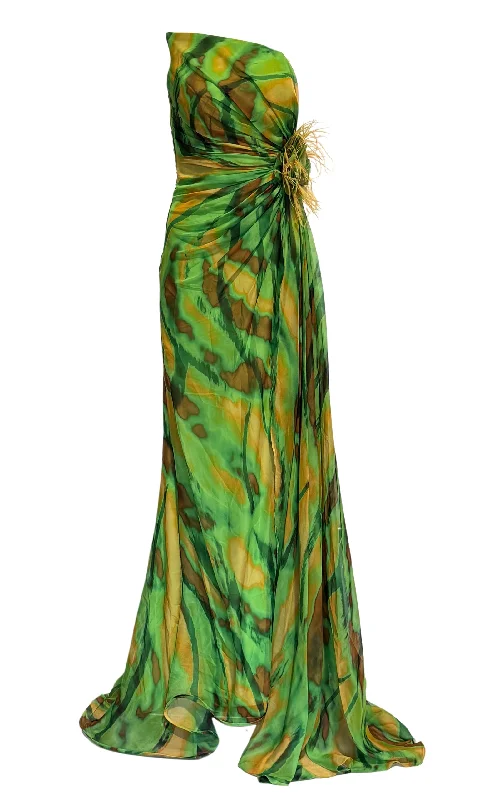 Strapless Green Cocktail Party Dress