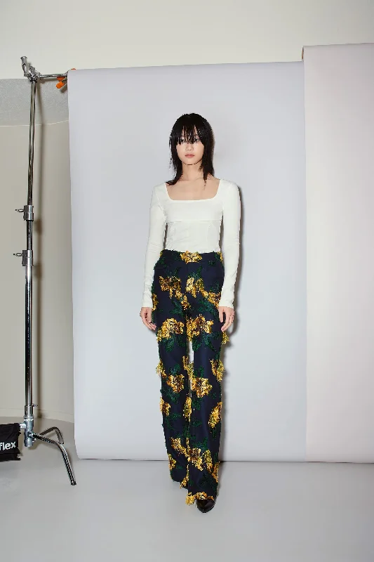 HIBISCUS JACQUARD PANTS